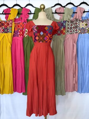 Vestido Gala Punto De Cruz Largo Rayón