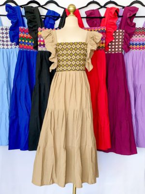 Vestido Gala Punto De Cruz Largo Mariposa