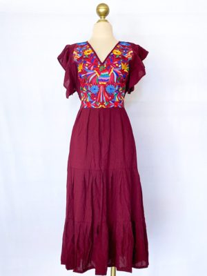 Vestido Cati Guacamaya Bordado A Mano