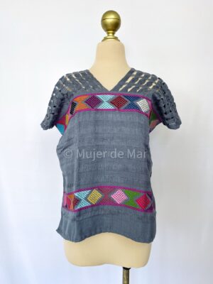 Blusa Telar Rombos Deshilada